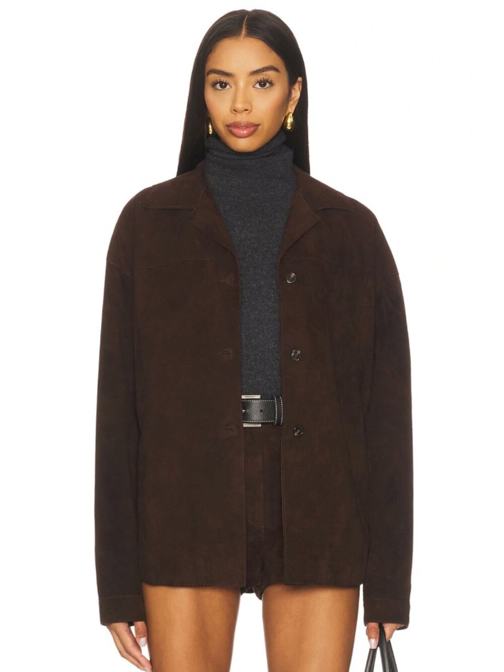 ZUT Meydan Jacket in Chocolate Dark Brown Goat Suede Leather Coat Small S